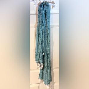 Teal Scarf with Tassels